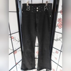 Red Hot Black Flared Jeans with Rhinestone Detail Size 30